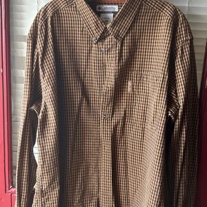 Columbia Men's Tan Plaid Button-Down Shirt